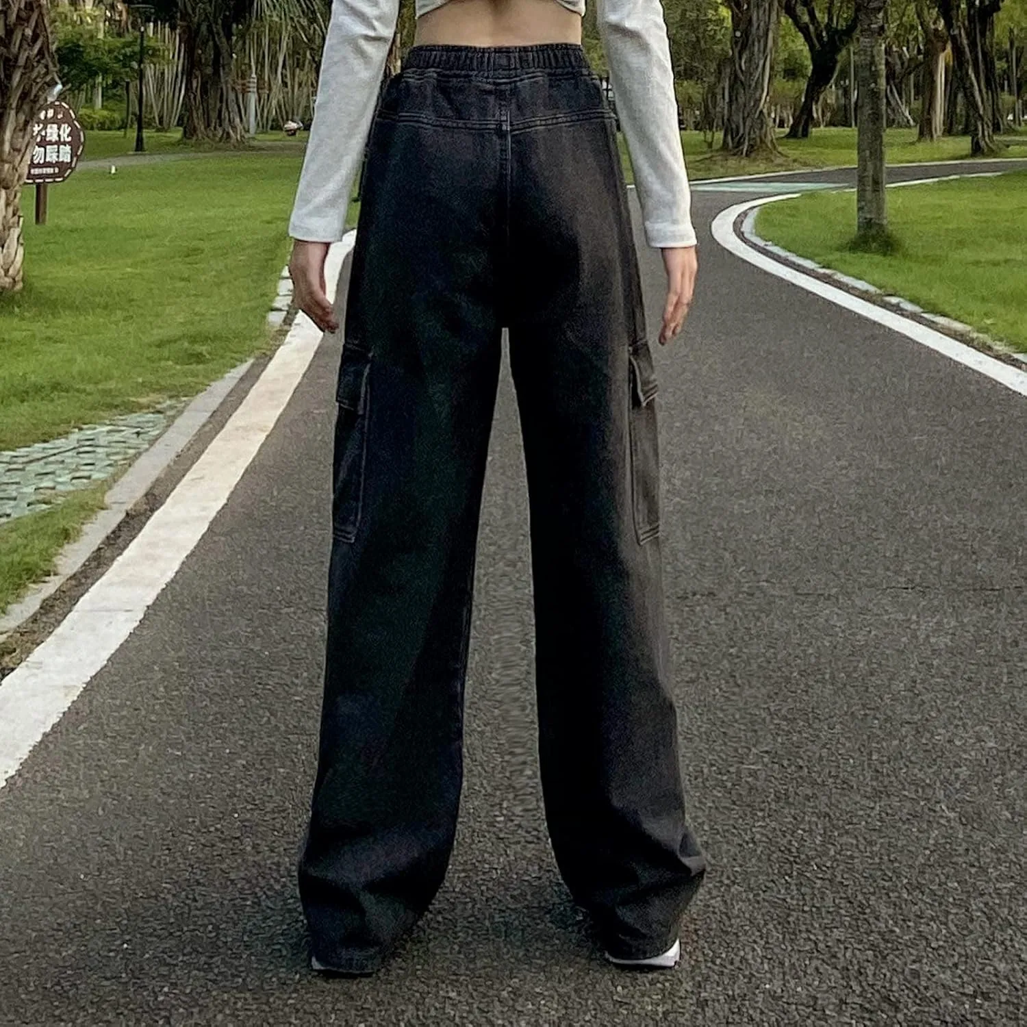 Jeans for Women Baggy Cargo Pants Men Y2K Parachute Pants with Pockets