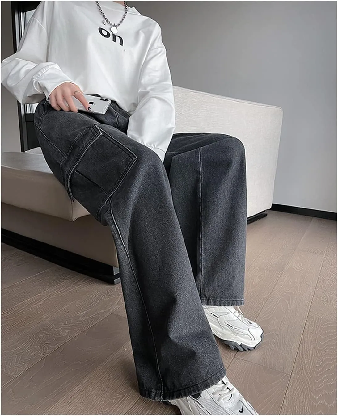 Jeans for Women Baggy Cargo Pants Men Y2K Parachute Pants with Pockets