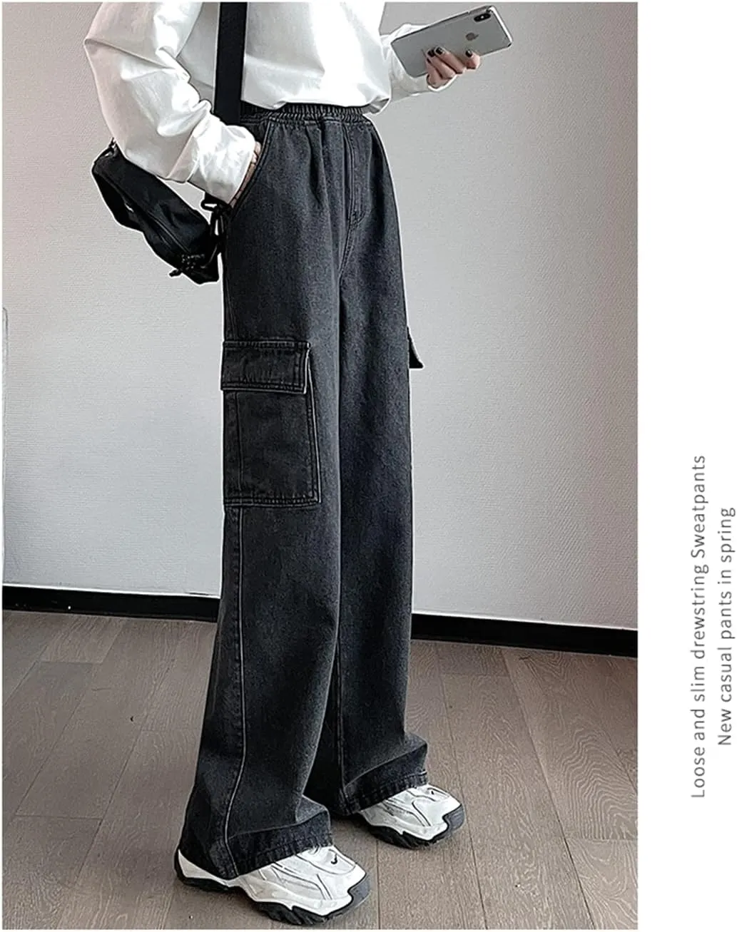 Jeans for Women Baggy Cargo Pants Men Y2K Parachute Pants with Pockets