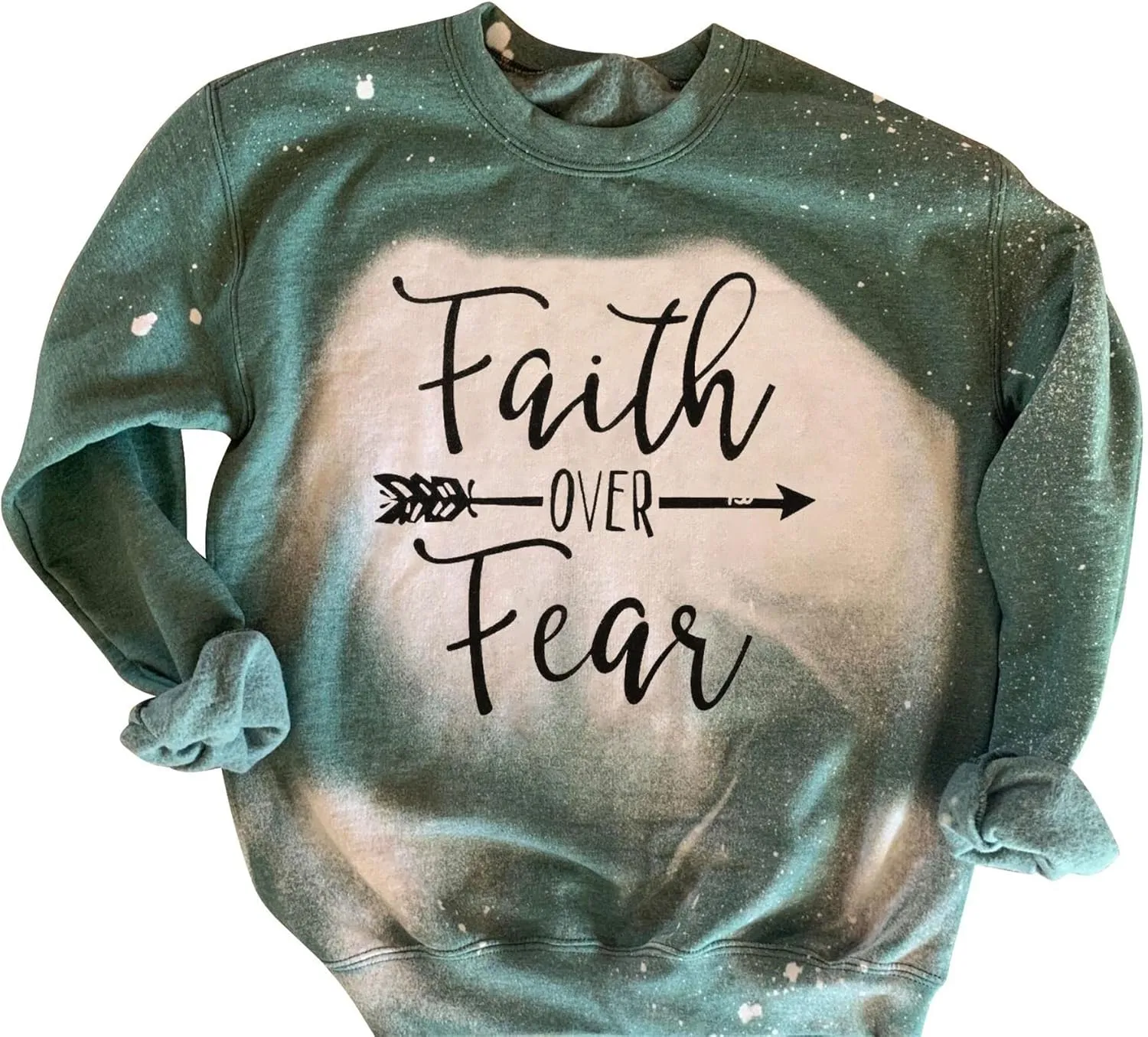 KNEYATTA Women Faith Over Fear Pullover Christian Letter Inspirational Sweatshirt Crewneck Long Sleeve Fall tee Shirt
