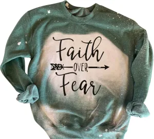 KNEYATTA Women Faith Over Fear Pullover Christian Letter Inspirational Sweatshirt Crewneck Long Sleeve Fall tee Shirt