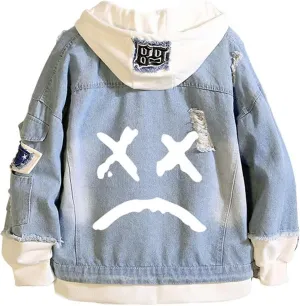 KPOP Rapper Denim Jacket Jeans Love Printed Fashion Sport Hip Hop Hoodie