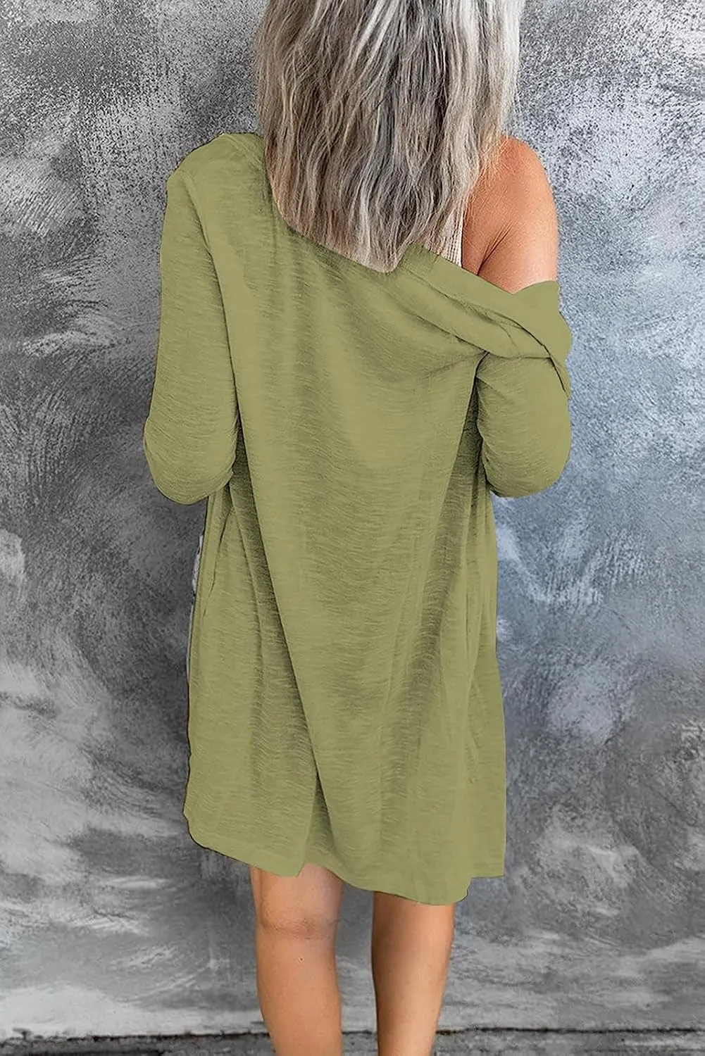 Ladlop Womens Lightweight Open Front Cardigan Casual Long Sleeve Button Down Loose Fall Cardigans