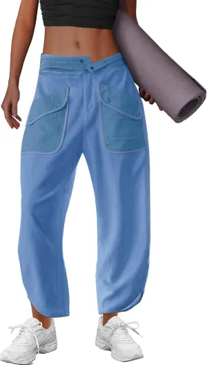 LAMISSCHE Oversized Barrel Lounge Pants Women Wide Leg Sweatpants with Pockets Baggy Cropped Pants