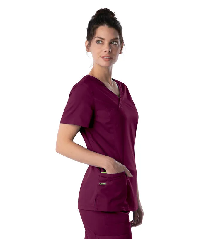 Landau ProFlex Women's Neckline Scrub Top and Jogger Pants Set