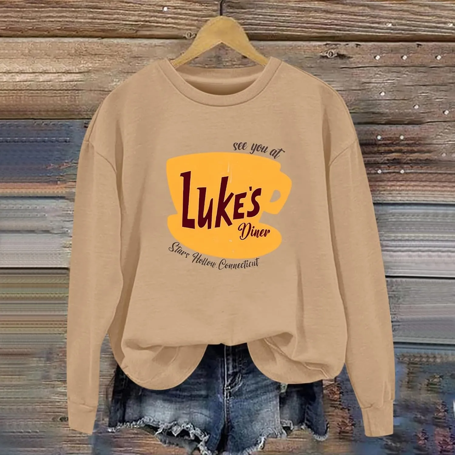 Luke's Diner Sweatshirts for WomenCrewneck Lukes Diner Graphic Long Sleeve Casual Pullover Preppy Girls Sweatshirt