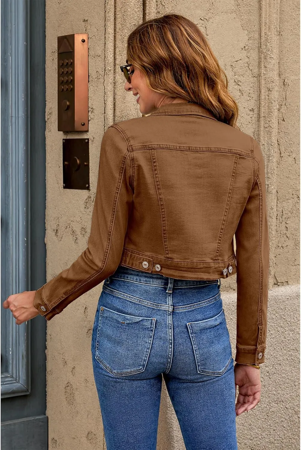 luvamia 2025 Cropped Jean Jackets for Women Fashion Short Denim Shacket Jacket Lightweight Fitted Stretchy with Pockets