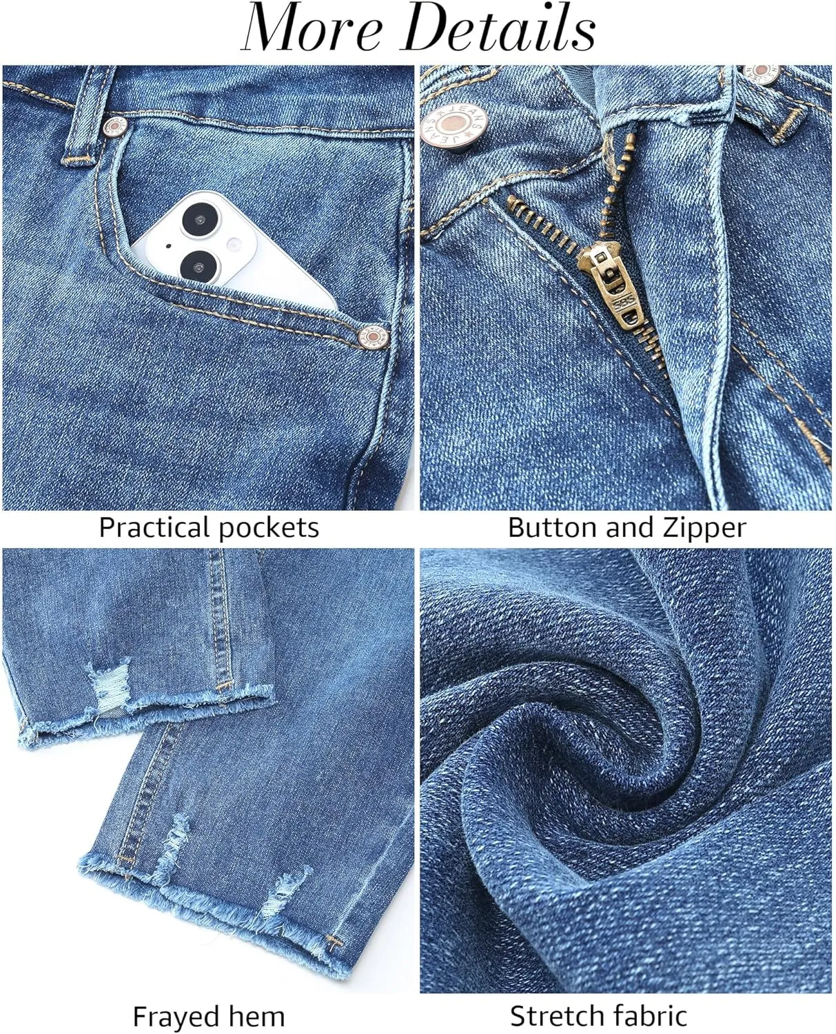 luvamia Jean Capri Pants for Women High Waisted Ripped Skinny Jeans Stretchy Denim Capris Cropped Jeggings with Pockets