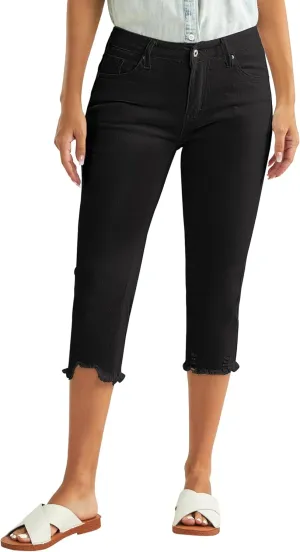 luvamia Jean Capri Pants for Women High Waisted Ripped Skinny Jeans Stretchy Denim Capris Cropped Jeggings with Pockets
