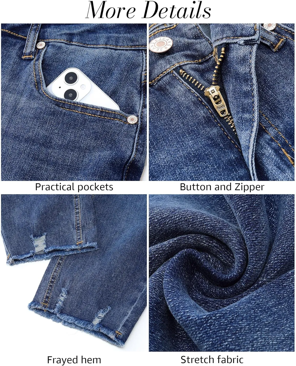 luvamia Jean Capri Pants for Women High Waisted Ripped Skinny Jeans Stretchy Denim Capris Cropped Jeggings with Pockets