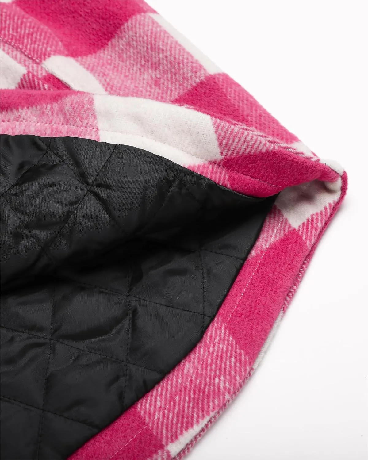luvamia Plaid Jackets for Women Flannel Quilted Shacket Coats Oversized Button Down Shirts Jacket