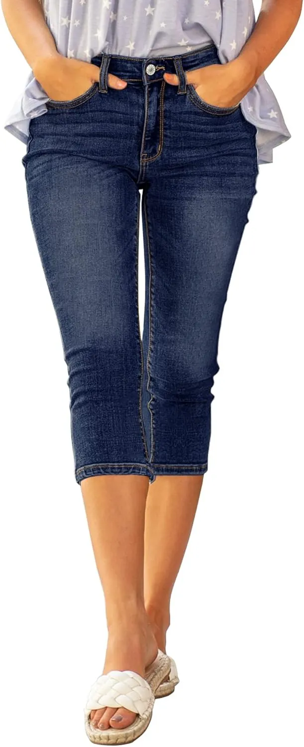 luvamia Womens Capri Jeans for Women High Waisted Skinny Ripped Jean Denim Pants