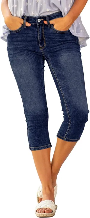 luvamia Womens Capri Jeans for Women High Waisted Skinny Ripped Jean Denim Pants