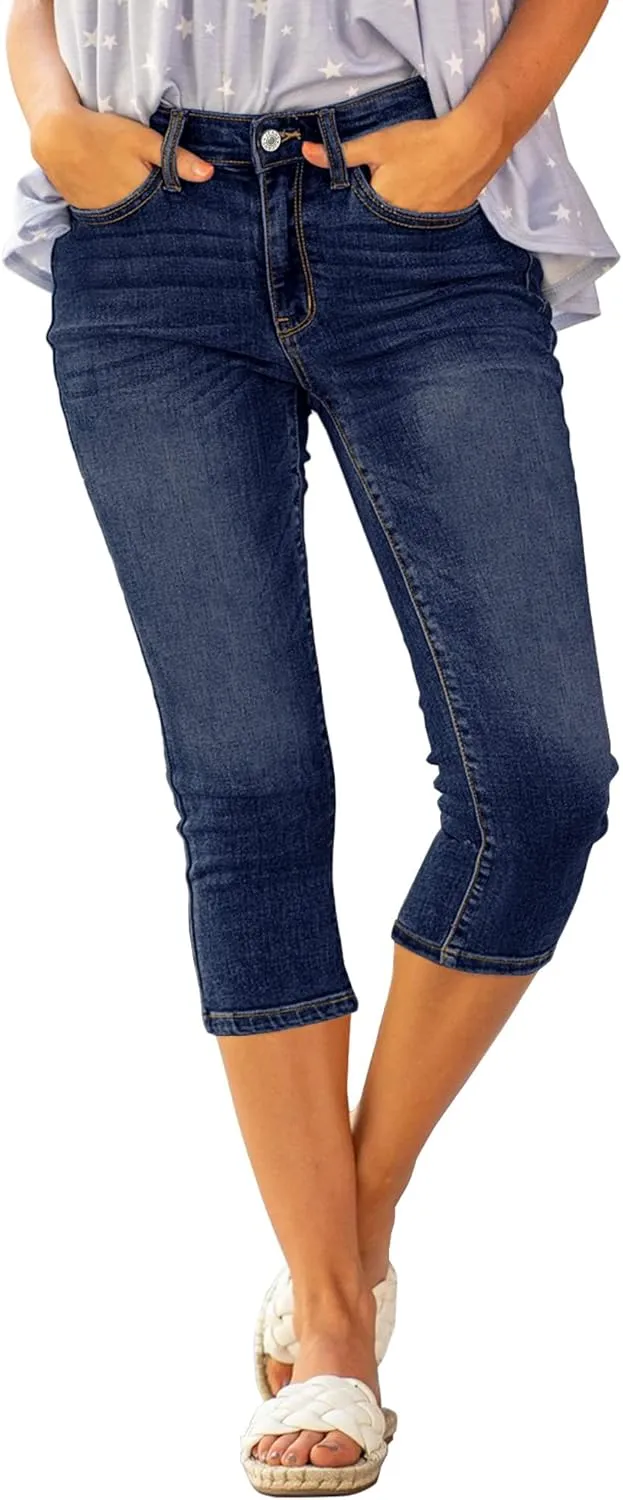 luvamia Womens Capri Jeans for Women High Waisted Skinny Ripped Jean Denim Pants