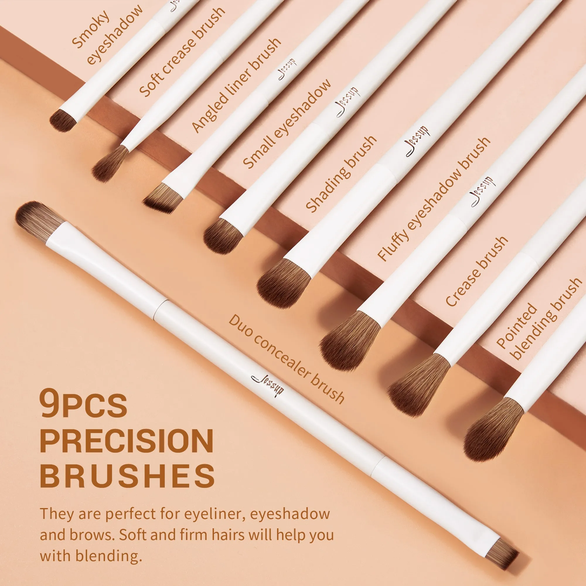 Luxury Light Gray Comprehensive Eye and Face Brush Set 14pcs T329