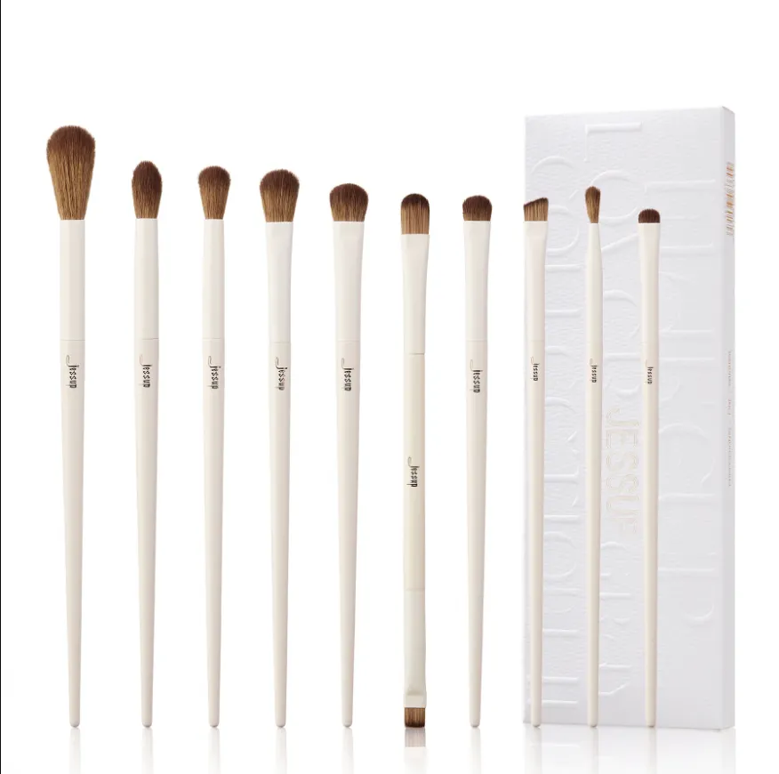 Luxury Light Gray Comprehensive Eye and Face Brush Set 14pcs T329