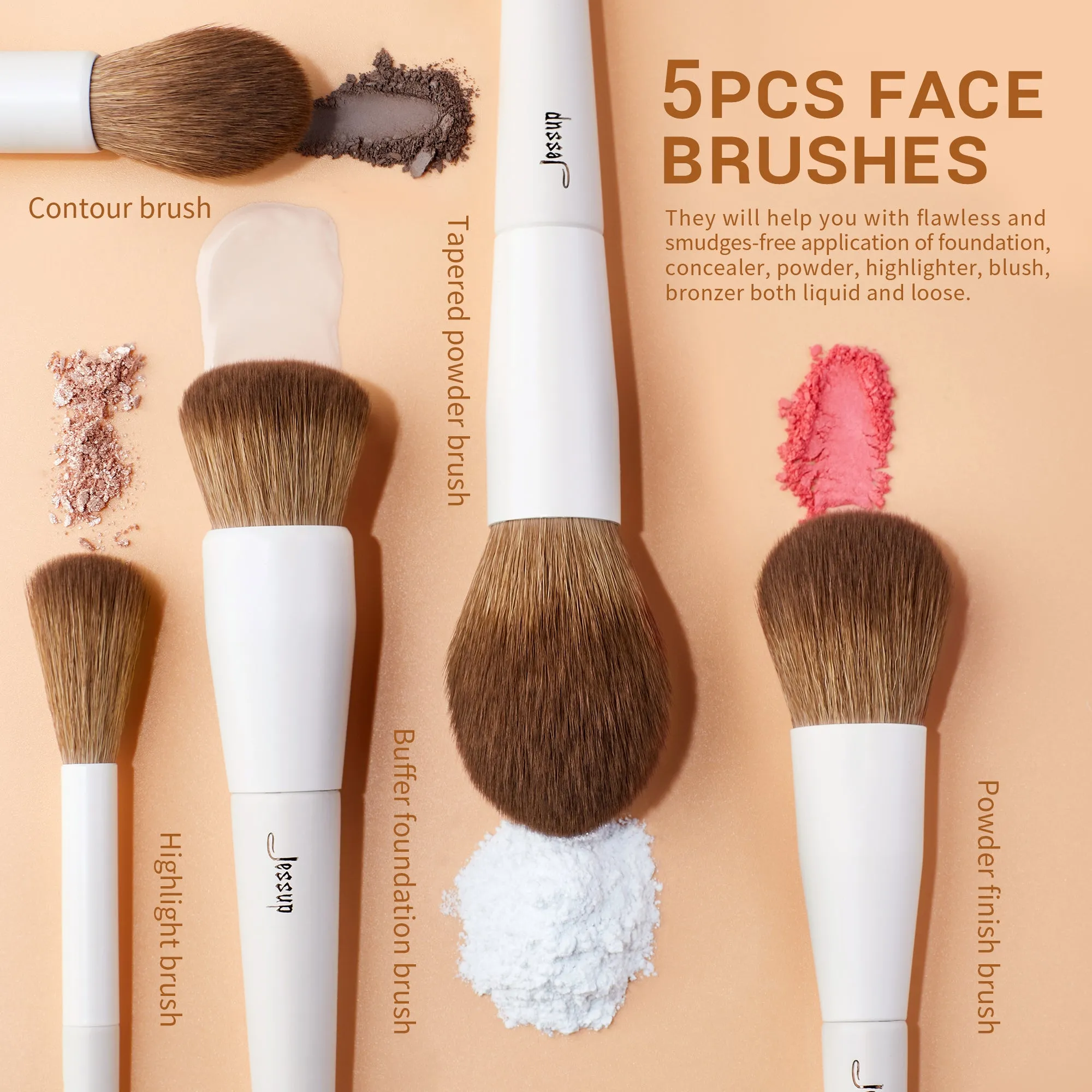Luxury Light Gray Comprehensive Eye and Face Brush Set 14pcs T329