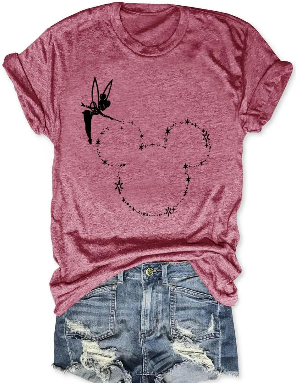 Magic Kingdom Castle Shirt Women Casual Vacation Holiday Short Sleeve Boho Clothes for Women Summer Fairy Cute Tops