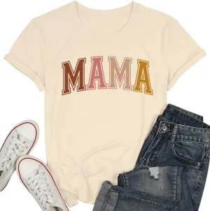 Mama Shirt Women Mama Graphic Tee Funny Mom Letter Print Short Sleeve Tshirt Fashion Summer Tops