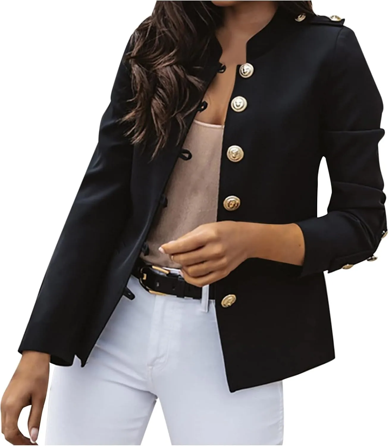 Maryia 2021 Stylish Blazer Jackets for Women Long Sleeve Button Down Office Work Casual Small Suit Open Front Jacket