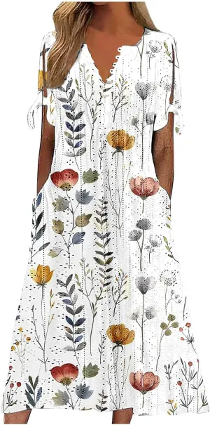 Maxi Long Dresses for Women 2025 Trendy Short Sleeve Eyelet Tshirt Dress Casual Summer Beach Vacation Sundress