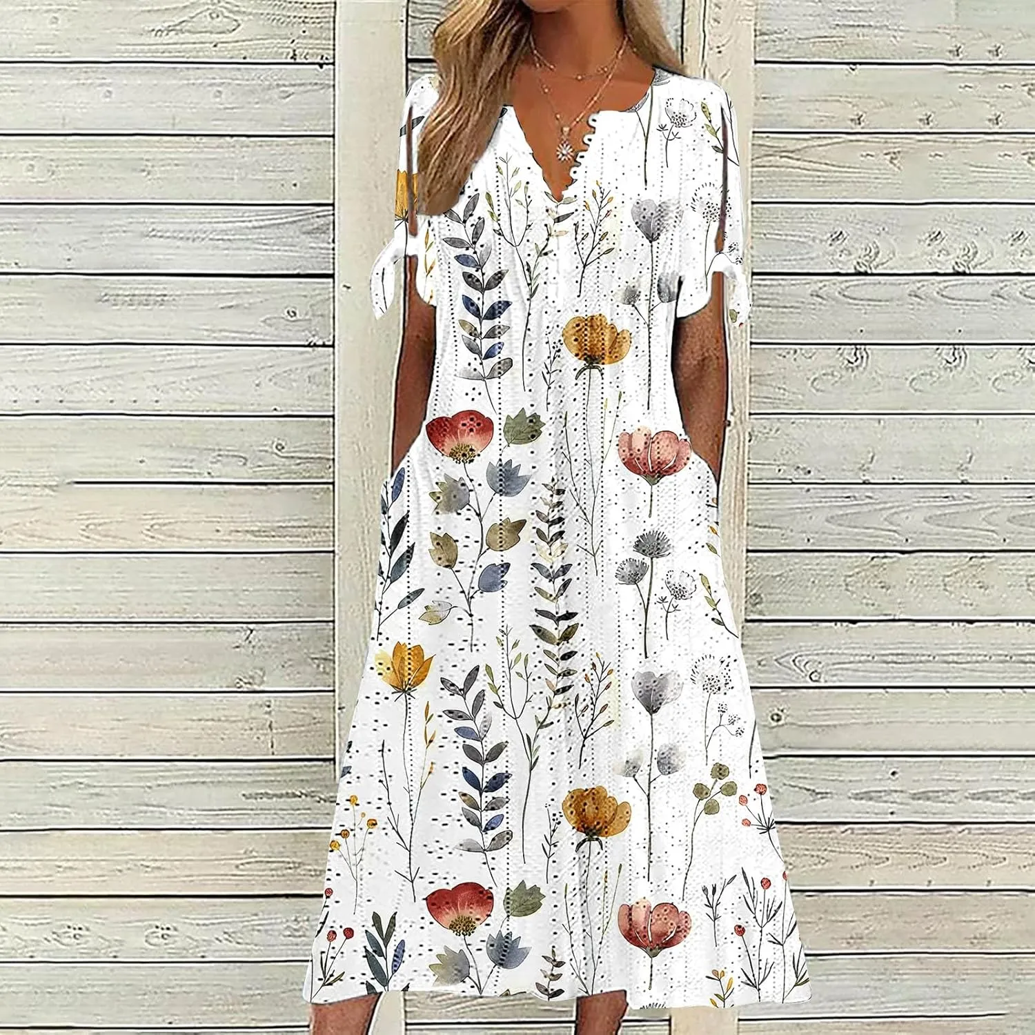 Maxi Long Dresses for Women 2025 Trendy Short Sleeve Eyelet Tshirt Dress Casual Summer Beach Vacation Sundress