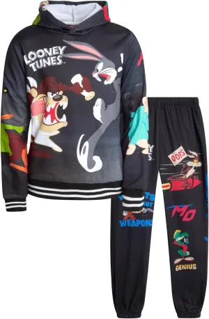 Members Only Boys' Active Tracksuit Set - 2 Piece Looney Tunes, Marvin, Tom & Jerry Fleece Hoodie and Sweatpants (Size: 4-18)