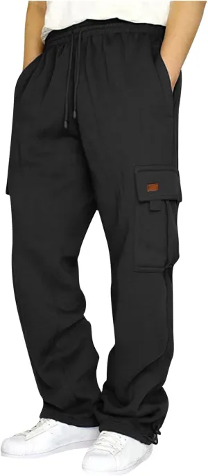 Mens Cargo Sweatpants with Pockets Stretch Drawstring Elastic Waist Sweatpants Slim Fit Pants 2024 Joggers Trousers