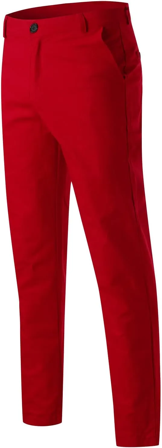 Mens Chinos Slim Fit Pants Flat Front Skinny Straight Leg Dress Pants Stretch Lightweight Comfy Casual Trousers with Pockets