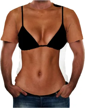 Mens Fake Abs Shirts Funny Bikini Body Muscle 3D Graphics Tees Tshirt Summer Casual Novelty Streetwear Workout Tops