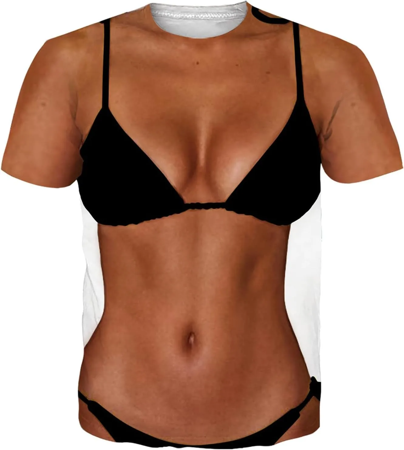 Mens Fake Abs Shirts Funny Bikini Body Muscle 3D Graphics Tees Tshirt Summer Casual Novelty Streetwear Workout Tops