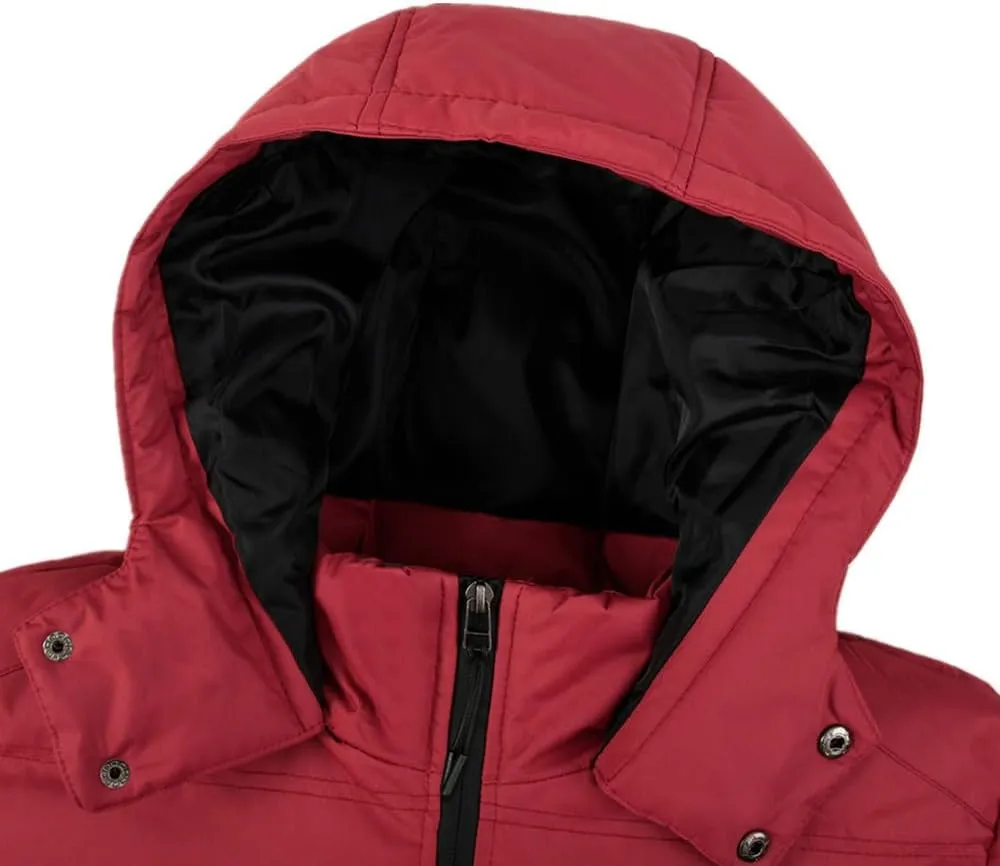 Men's Lightweight Hooded Puffer Jackets Stand Collar Shiny Down Jacket Thick Winter Parka Jacket