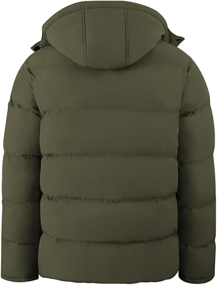 Men's Lightweight Hooded Puffer Jackets Stand Collar Shiny Down Jacket Thick Winter Parka Jacket