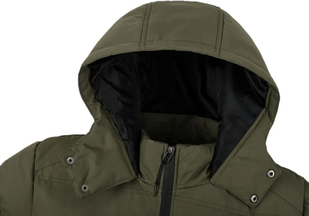 Men's Lightweight Hooded Puffer Jackets Stand Collar Shiny Down Jacket Thick Winter Parka Jacket