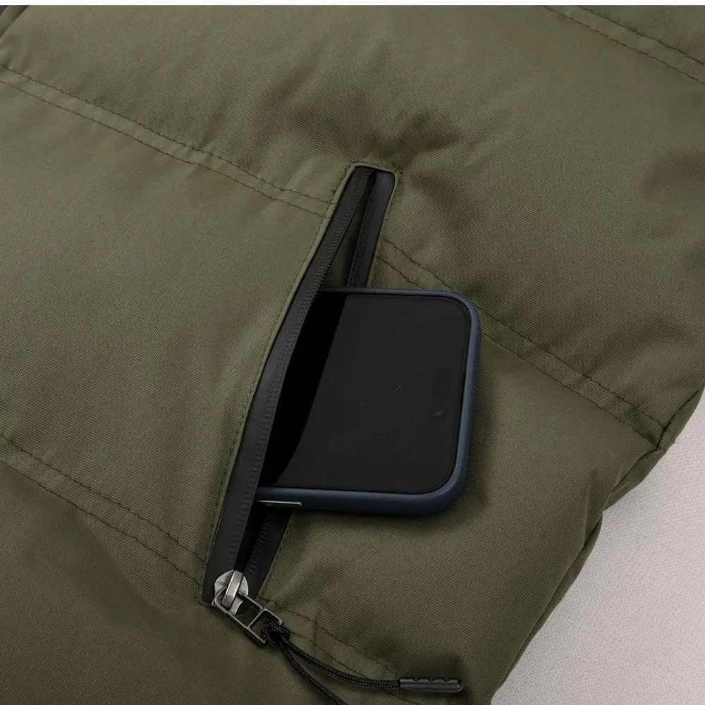 Men's Lightweight Hooded Puffer Jackets Stand Collar Shiny Down Jacket Thick Winter Parka Jacket