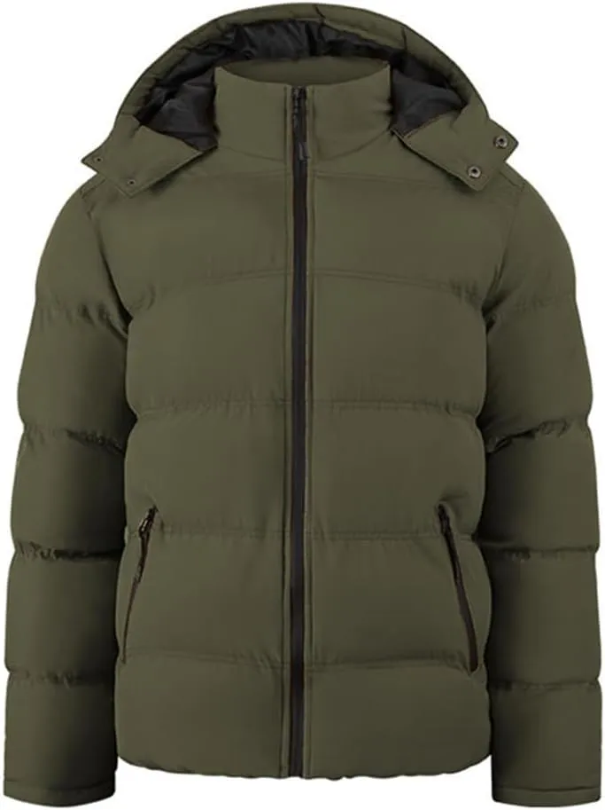 Men's Lightweight Hooded Puffer Jackets Stand Collar Shiny Down Jacket Thick Winter Parka Jacket