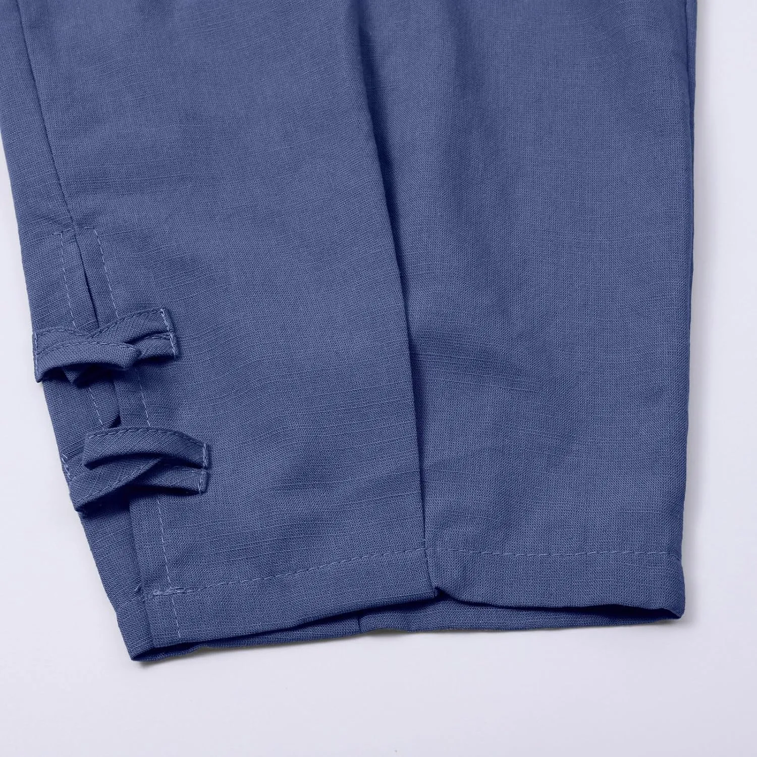 Men's Linen Casual Pants with Pockets Summer Elastic Waist Basic Capris Solid Leisure Athletic Five Short Pant Big and Tall