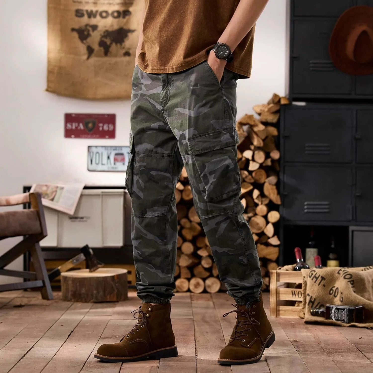 Men's Tactical Pants Hiking Cargo Pants Lightweight Work Pant Trousers Outdoor Running Hiking Joggers