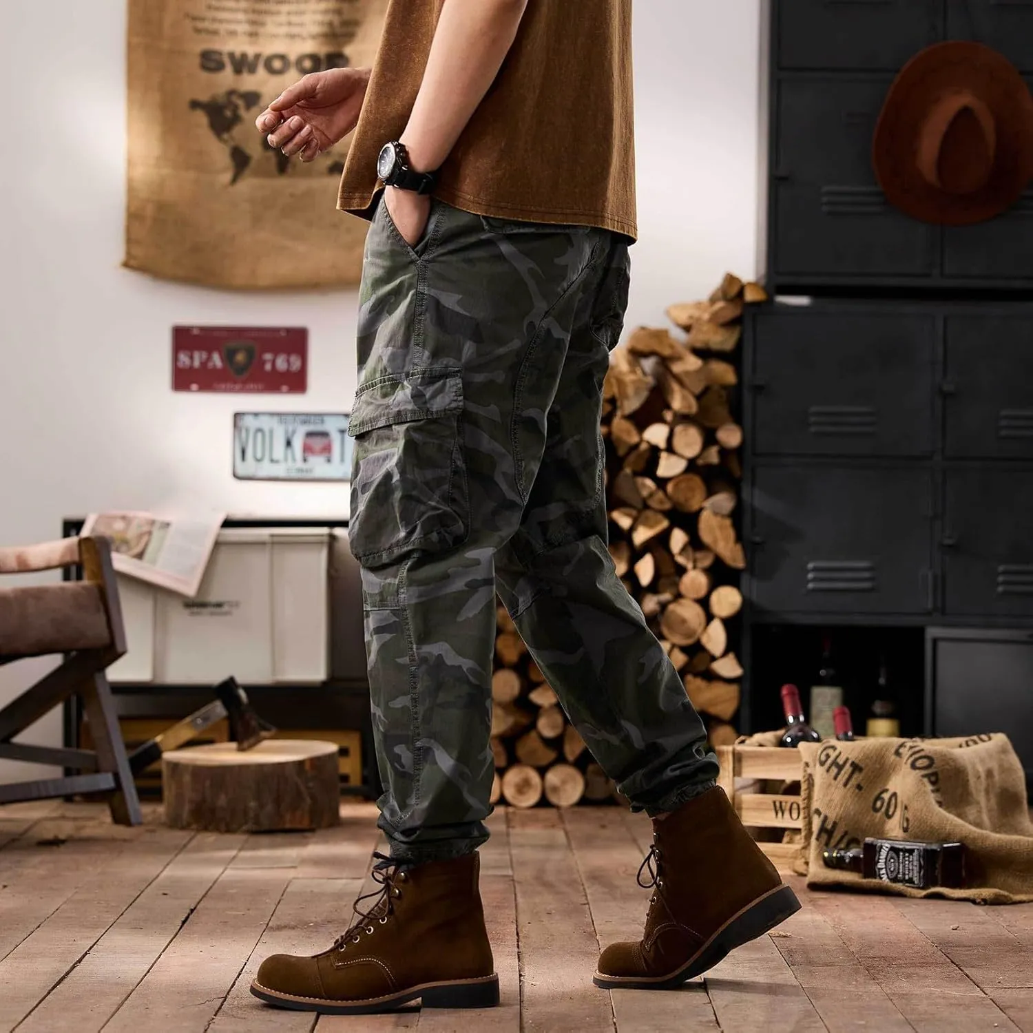 Men's Tactical Pants Hiking Cargo Pants Lightweight Work Pant Trousers Outdoor Running Hiking Joggers