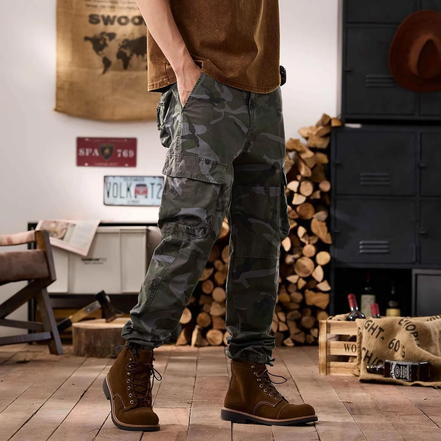 Men's Tactical Pants Hiking Cargo Pants Lightweight Work Pant Trousers Outdoor Running Hiking Joggers