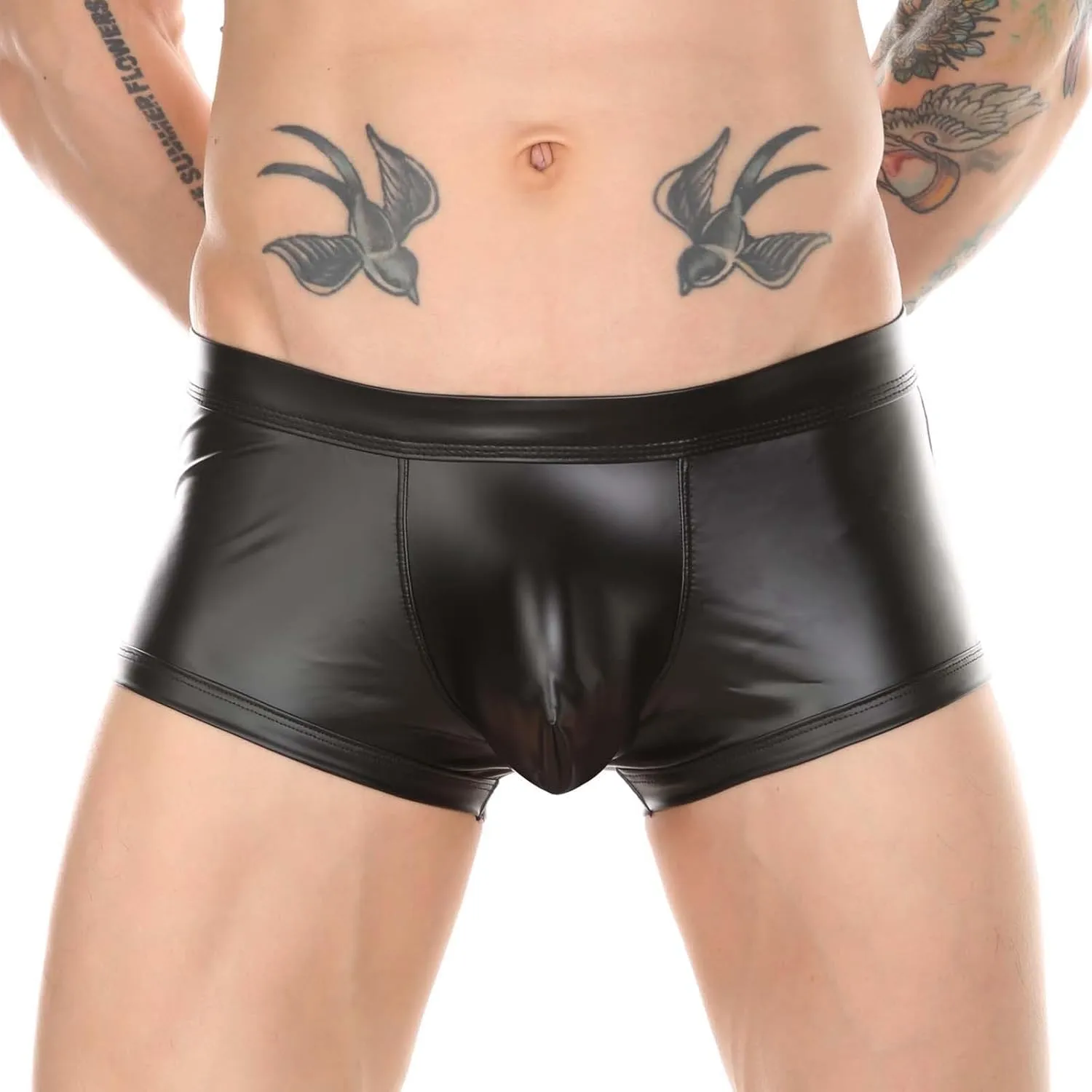 Mens Underwear Briefs Faux Leather Pull On Stretch Pouch Shorts Integrated Flattering Mens Medium Underwear
