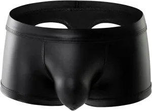 Mens Underwear Briefs Faux Leather Pull On Stretch Pouch Shorts Integrated Flattering Mens Medium Underwear