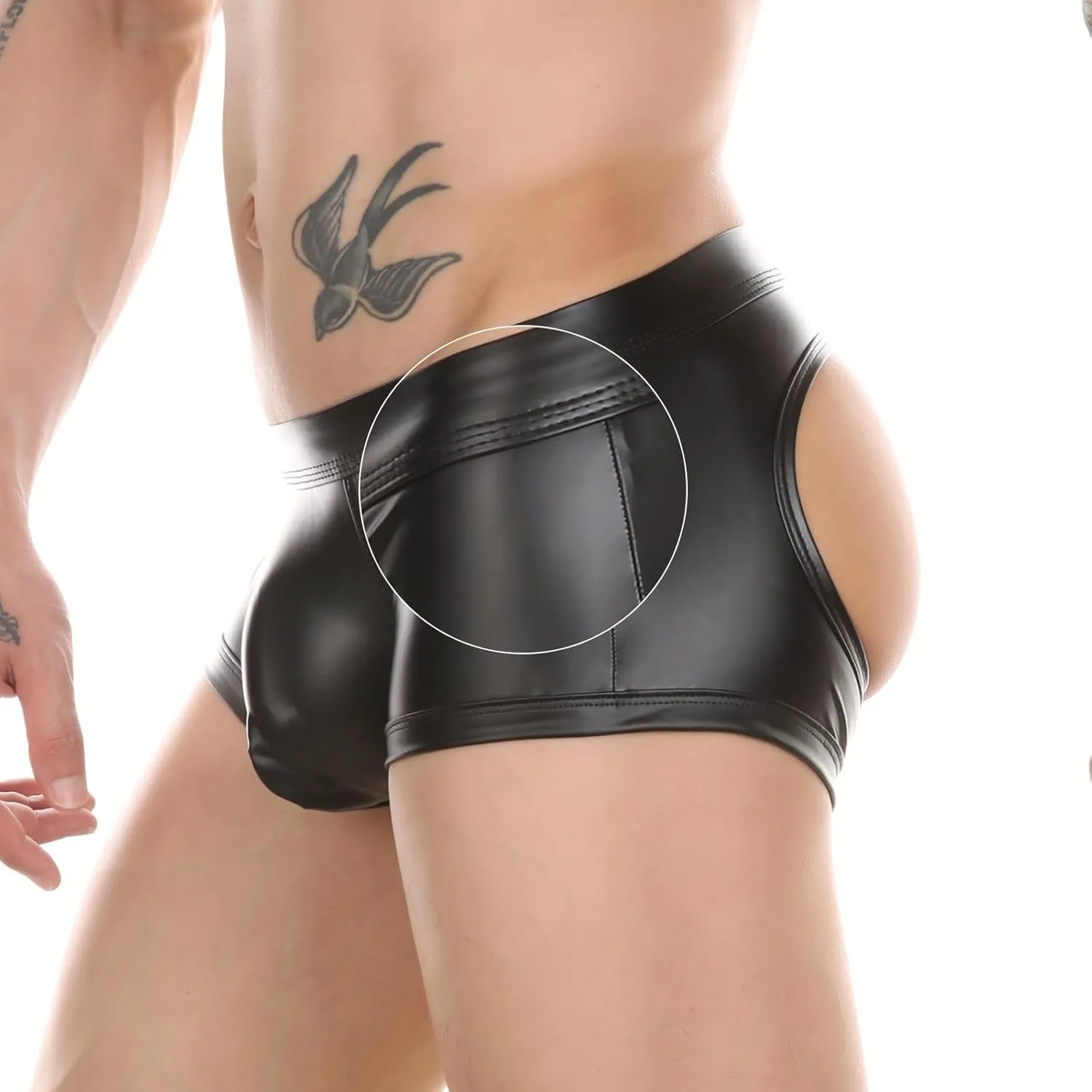Mens Underwear Briefs Faux Leather Pull On Stretch Pouch Shorts Integrated Flattering Mens Medium Underwear