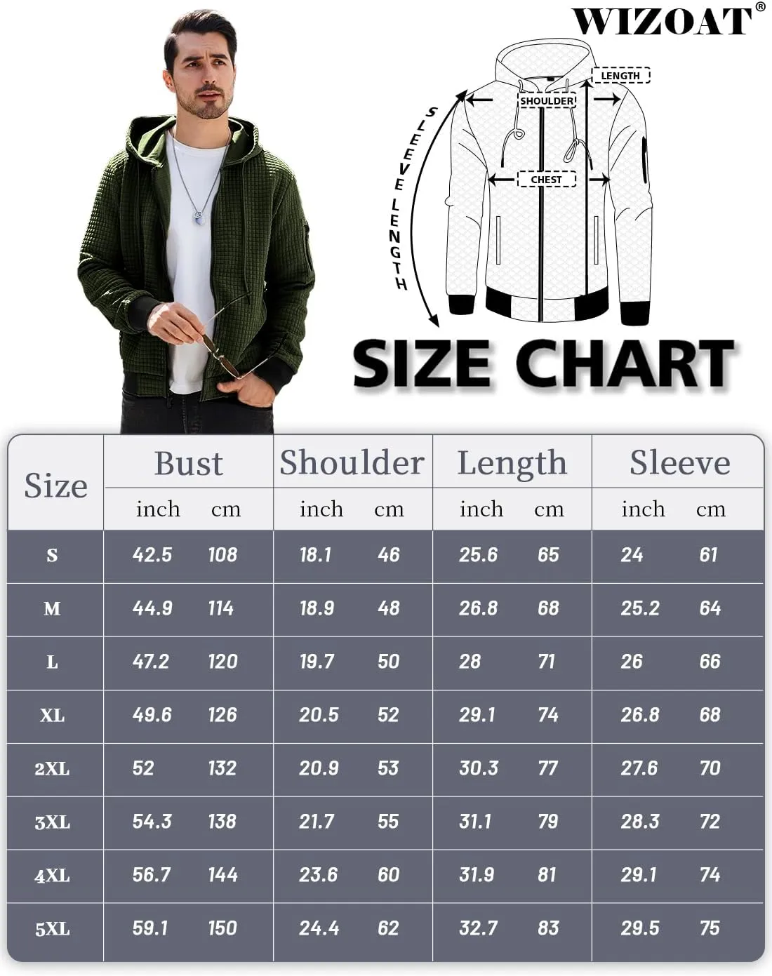 Mens Zip Up Hoodie Full-Zip Sweatshirt Lightweight Loose Fit Hooded Jackets