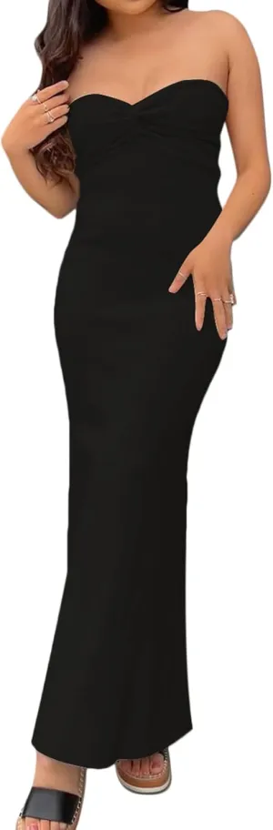 NUFIWI Womens Sexy Knitted Cut Out Spaghetti Strap Long Dresses Halter Neck Backless Maxi Dress Club Party Y2K Streetwear
