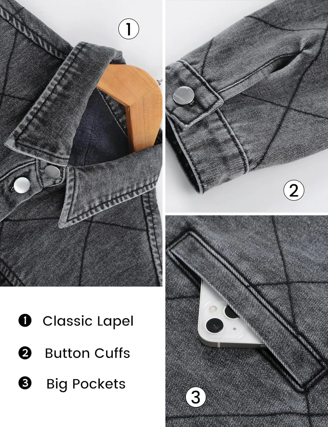 Omoone Women's Oversized Mid Long Denim Jacket Long Sleeve Button Up Pockets Jean Jacket Coat