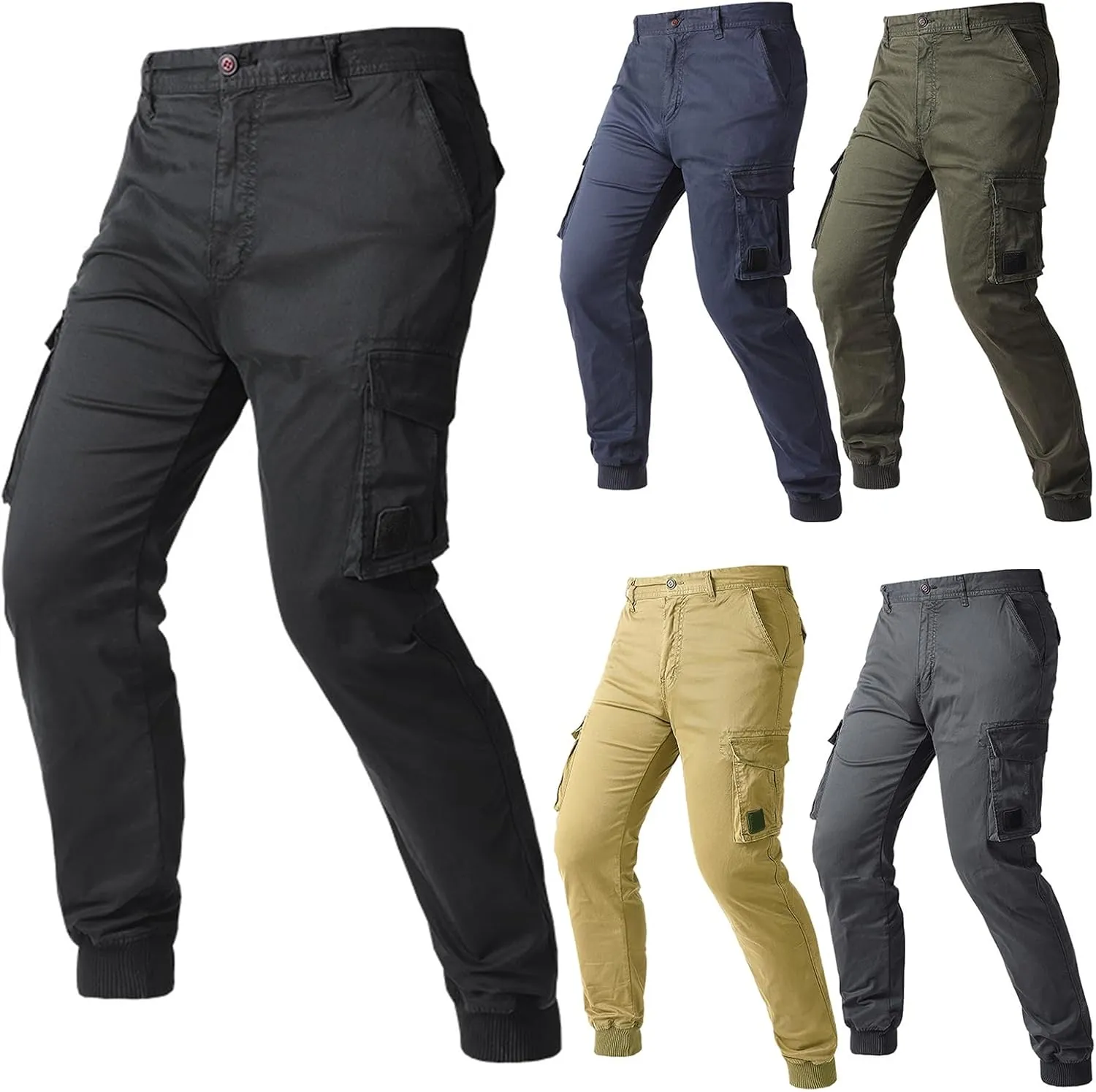 Outdoor Hiking Pants Men Workout Cargo Pants Slim Fit Stretchy Tactical Joggers Lightweight Quick Dry Water Resistan