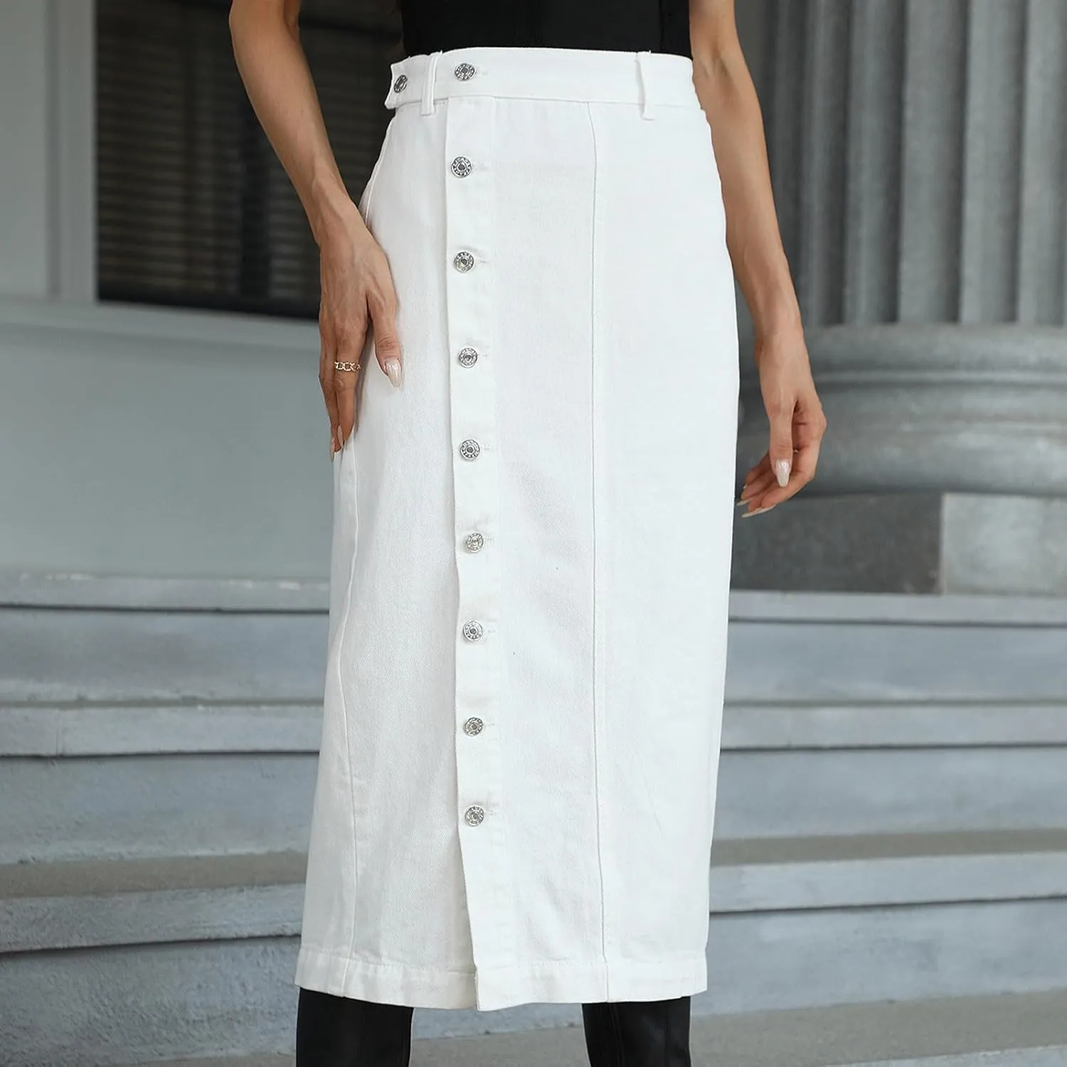 Outdoor Women's Irregular Split Denim High Waisted Skirt