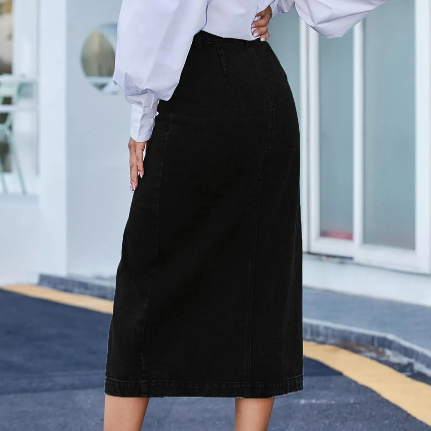 Outdoor Women's Irregular Split Denim High Waisted Skirt