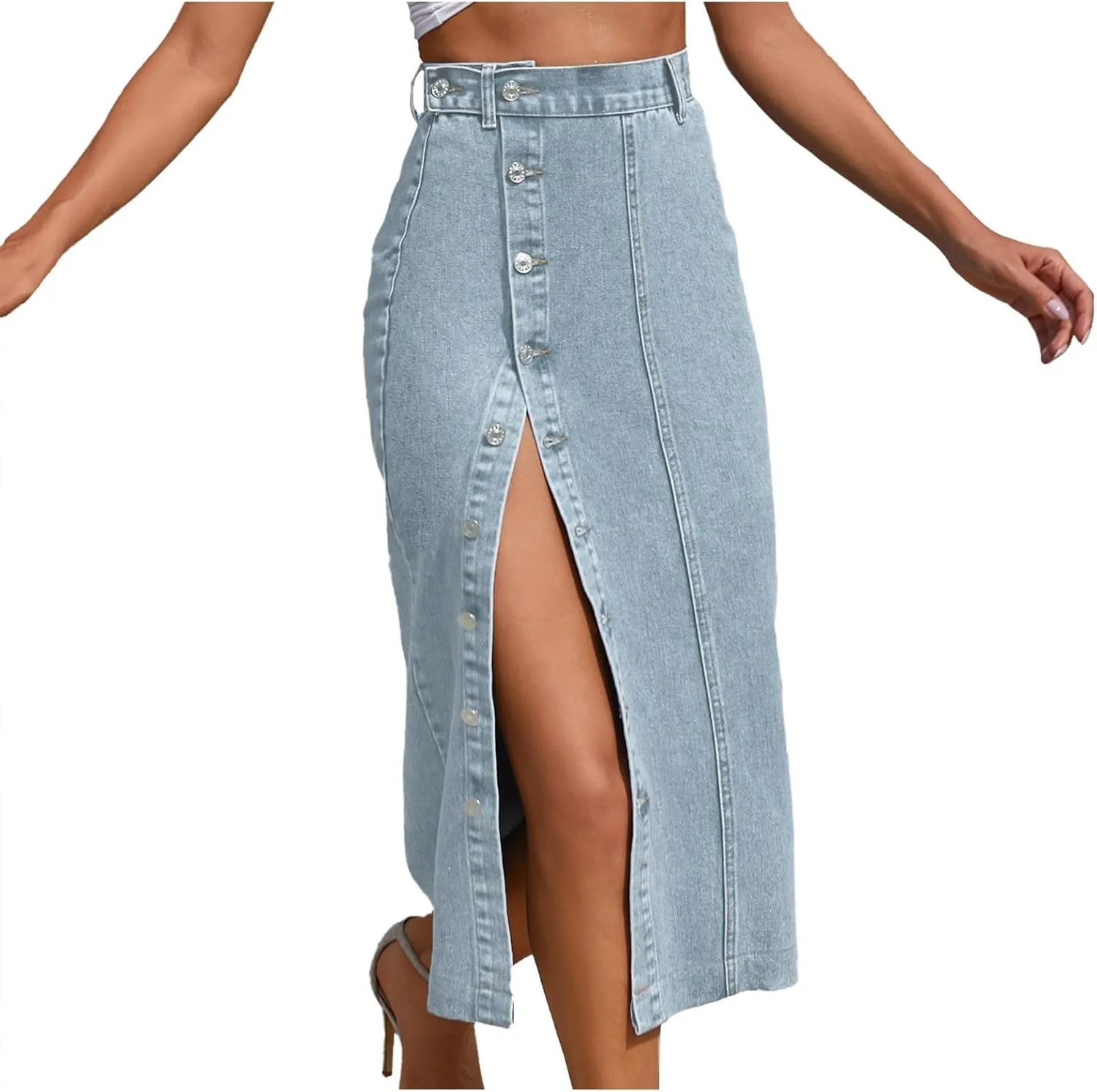 Outdoor Women's Irregular Split Denim High Waisted Skirt